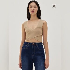 Love Bonito Febby Knit Reversible Crop Top in Nude